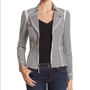 White House Black Market STRIPE KNIT MOTO JACKET